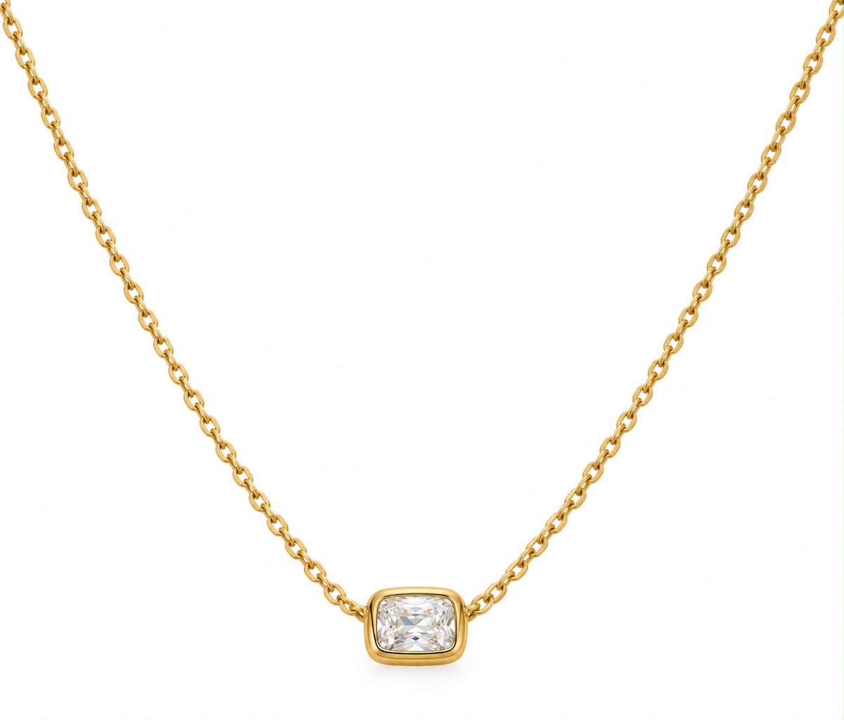 Radiant Bezel Solitaire CZ Pendant Necklace
