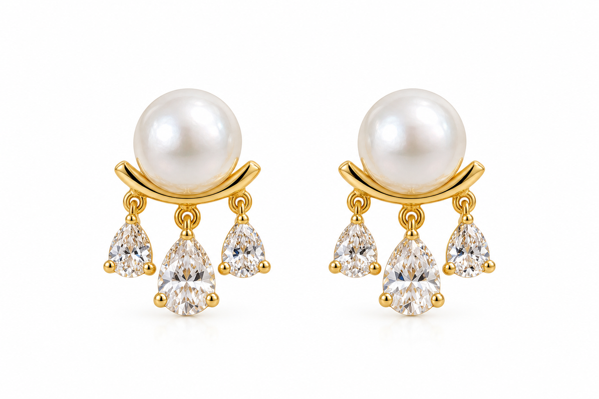 Celestial Pearl Cluster Drop Earrings