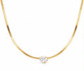 Pear-Cut Solitaire Snake Chain Necklace