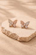 Half Pavé Butterfly Stud Earrings