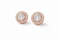 Round Solitaire & Pavé Band Stud Earrings
