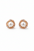 Classic Pearl Gold Swirl Stud Earrings