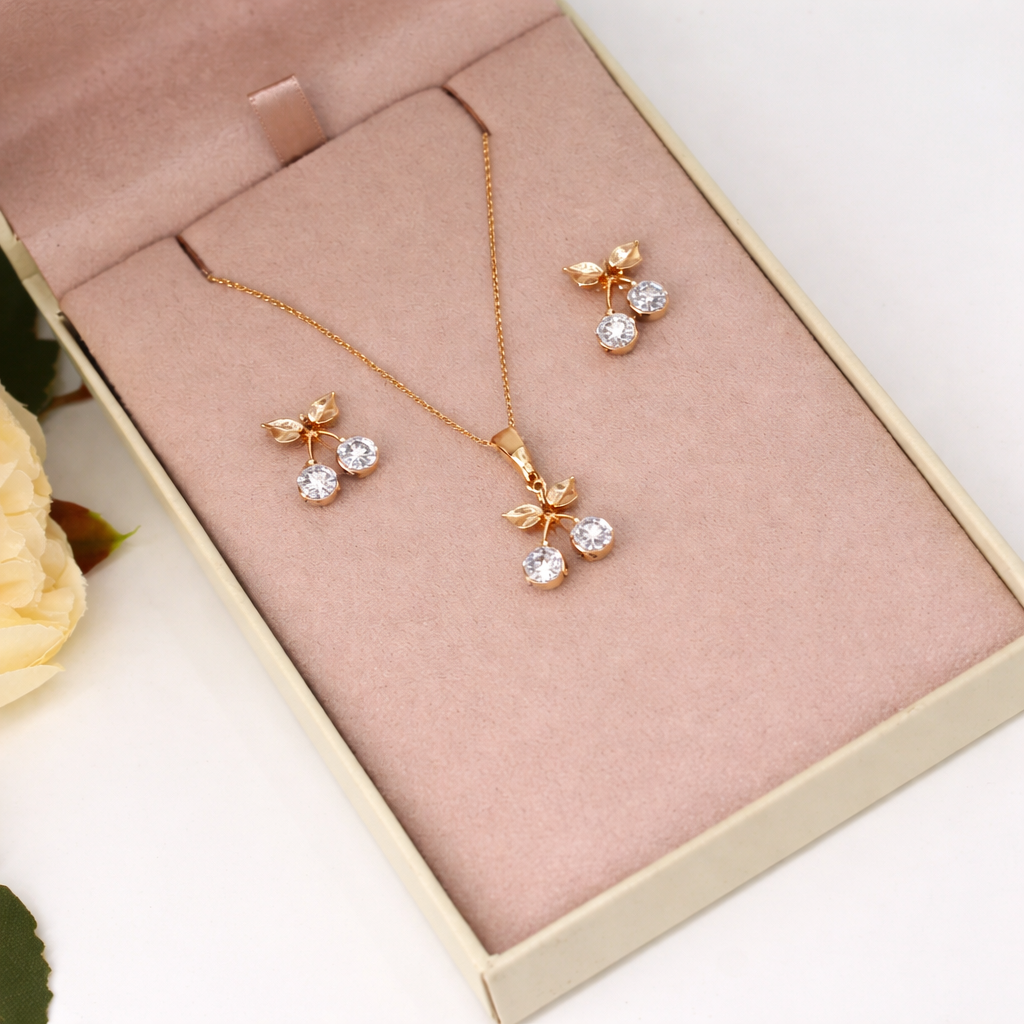 Rosé Cherry Pendant Set