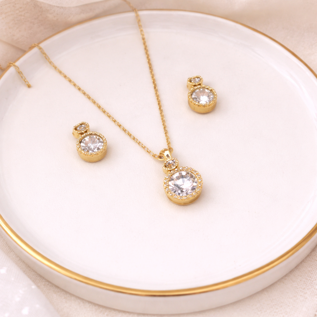 Golden Halo Drop Pendant Set