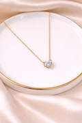 Mini Gold Heart Crystal Pendant Necklace