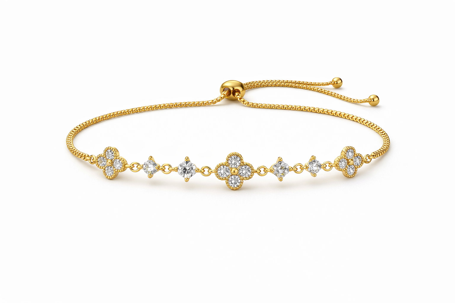 Floral Studded Adjustable Bracelet