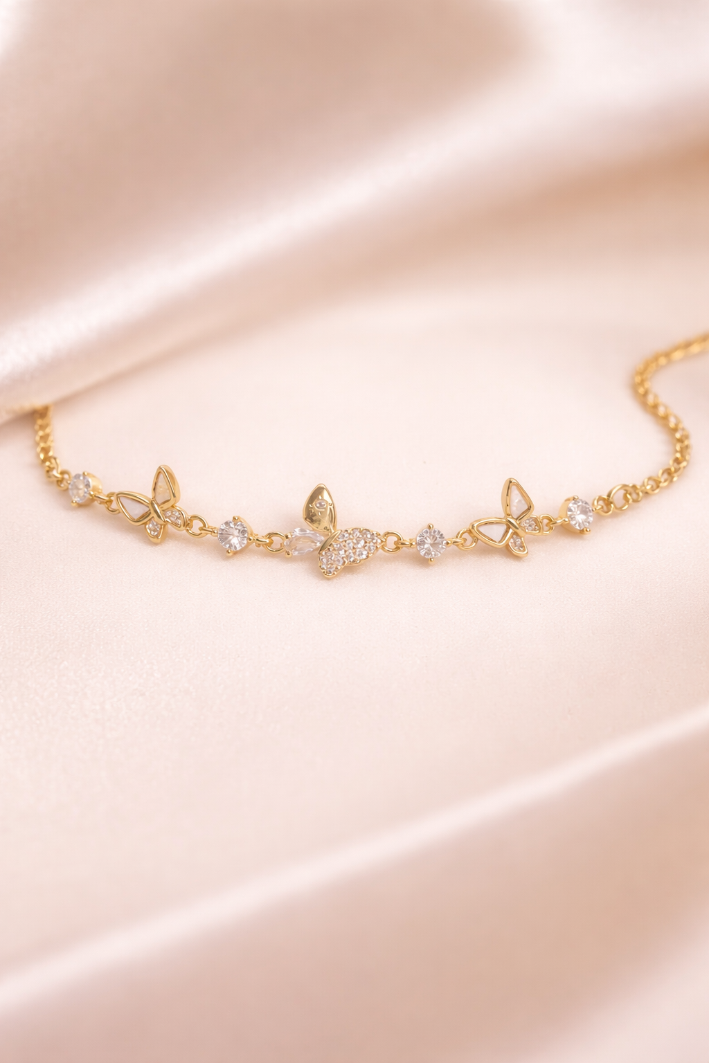 Trio Butterfly Pavé Adjustable Bracelet