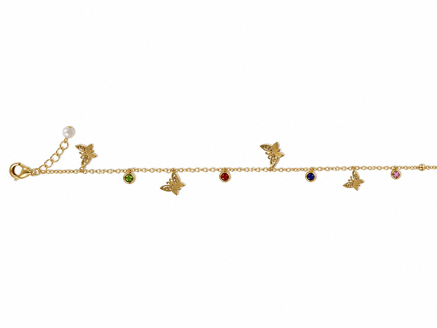 Multicolor Butterfly Charm Bracelet