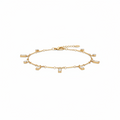 Gold Geometric Rectangle & Round Charm Bracelet