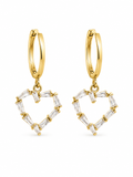 Amour Crystal Heart Hoops