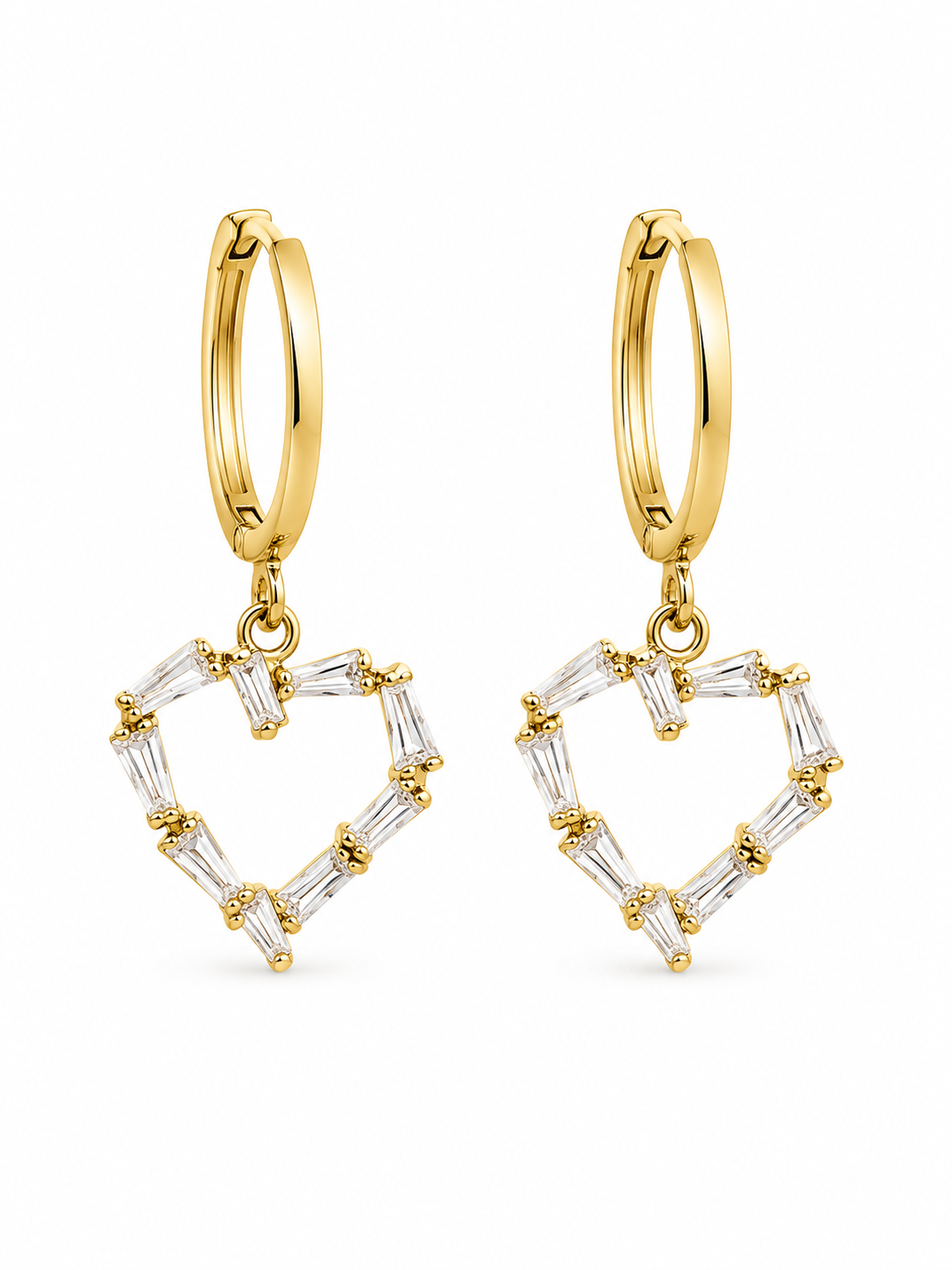 Amour Crystal Heart Hoops