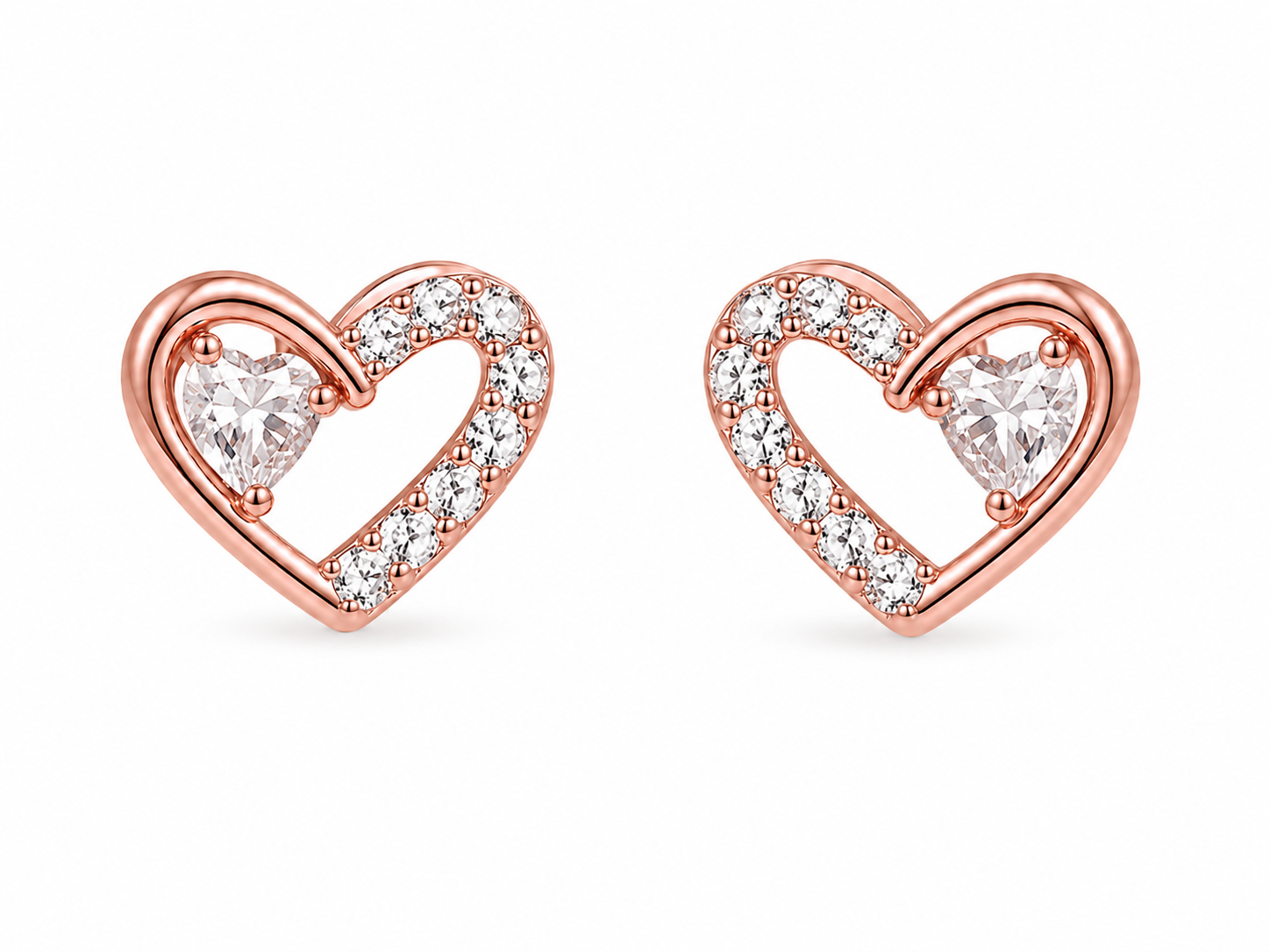 Dimensional Heart Stud Earrings