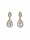 Elegant Gold Teardrop Crystal Drop Earrings