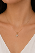 Gold Crystal Clover Pendant Necklace