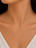 Mini Gold Teardrop Crystal Pendant Necklace