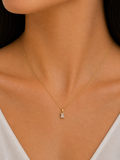 Mini Gold Rectangle Crystal Pendant Necklace