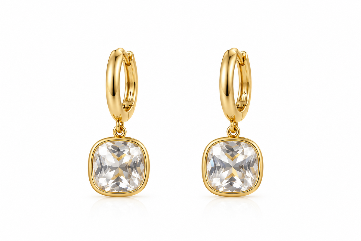 Lumina Cushion Gemstone Drop Earrings
