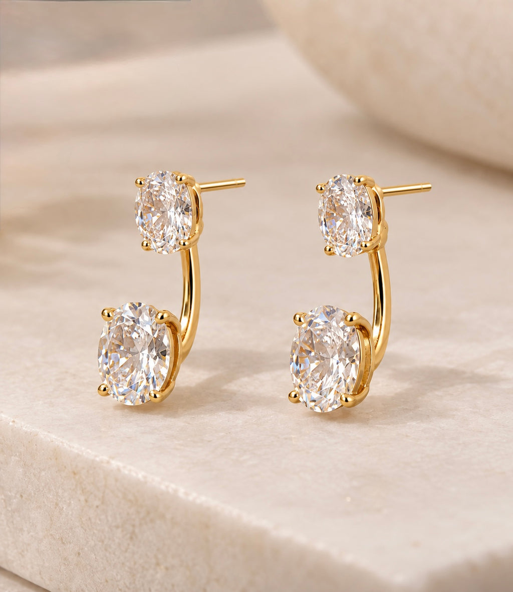 Double Solitaire Front-Back Jacket Earrings