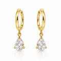 Pear-Cut Solitaire Drop Huggie Earrings