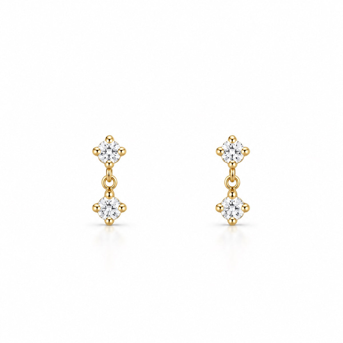 Two-Stone Tiered Solitaire Drop Earrings