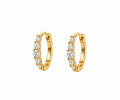 Shared Prong Round Zirconia Huggie Hoop Earrings