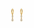 Bezel-Set Round & Pear Drop Huggie Hoop Earrings