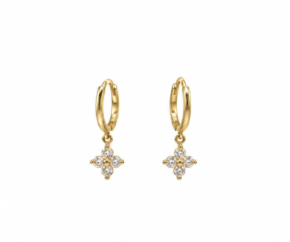 Floral Cluster Drop Huggie Earrings