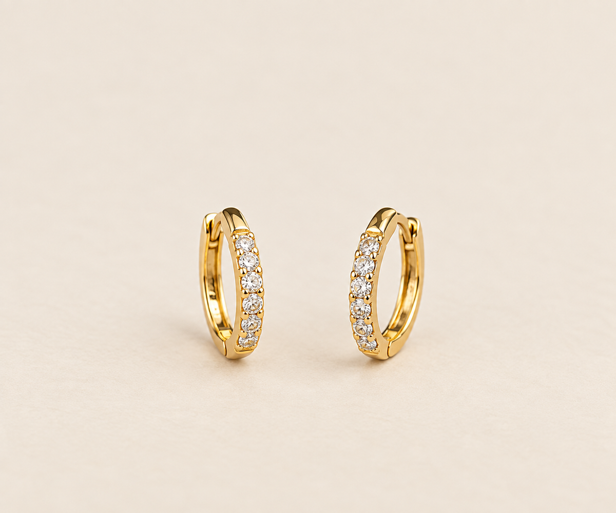 Sparkling Gold Huggie Hoop Earrings