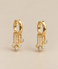 Gold Cascading Crystal Huggie Hoop Earring
