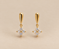 Gold Teardrop Floral Cluster Drop Earrings