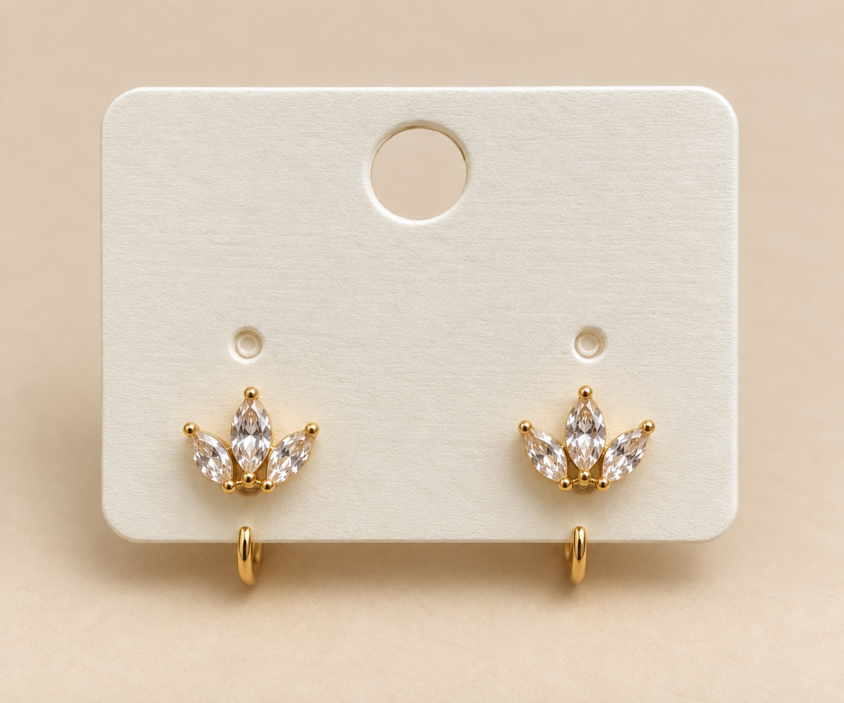 Gold Marquise Crystal Crown Huggie Hoop Earrings