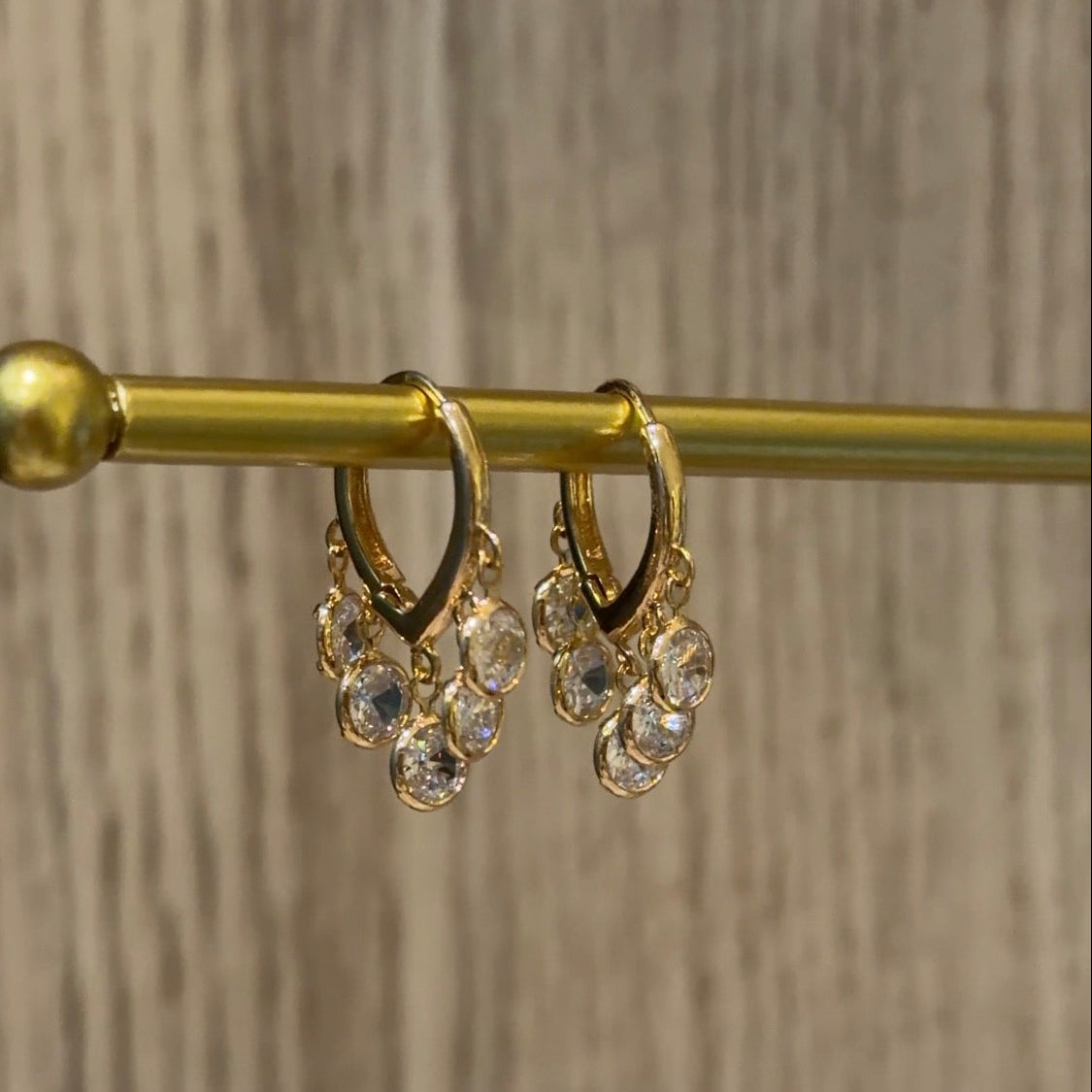 Gold Chandelier Charm Huggie Earrings