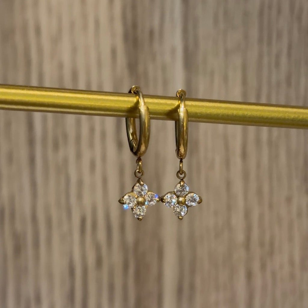 Floral Cluster Drop Huggie Earrings