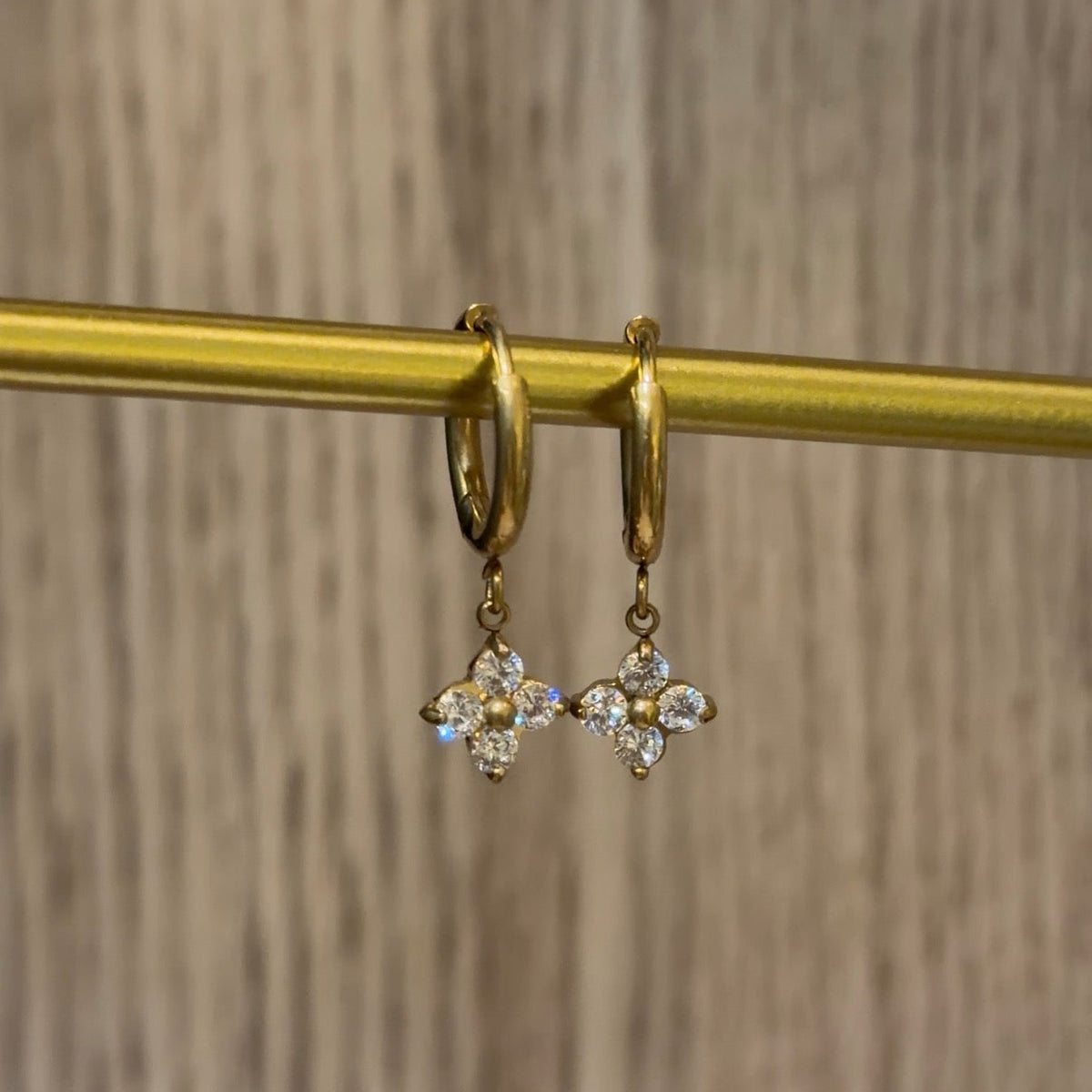 Floral Cluster Drop Huggie Earrings