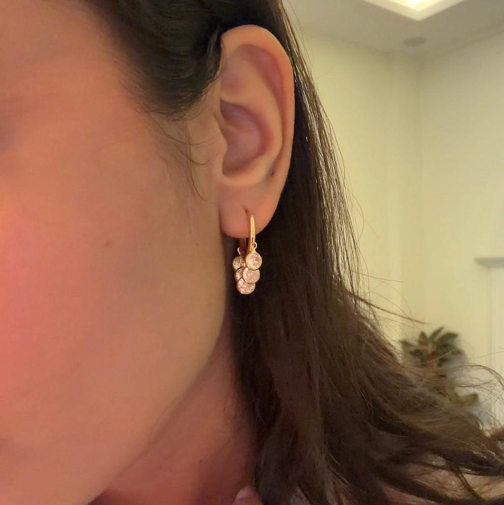Gold Chandelier Charm Huggie Earrings