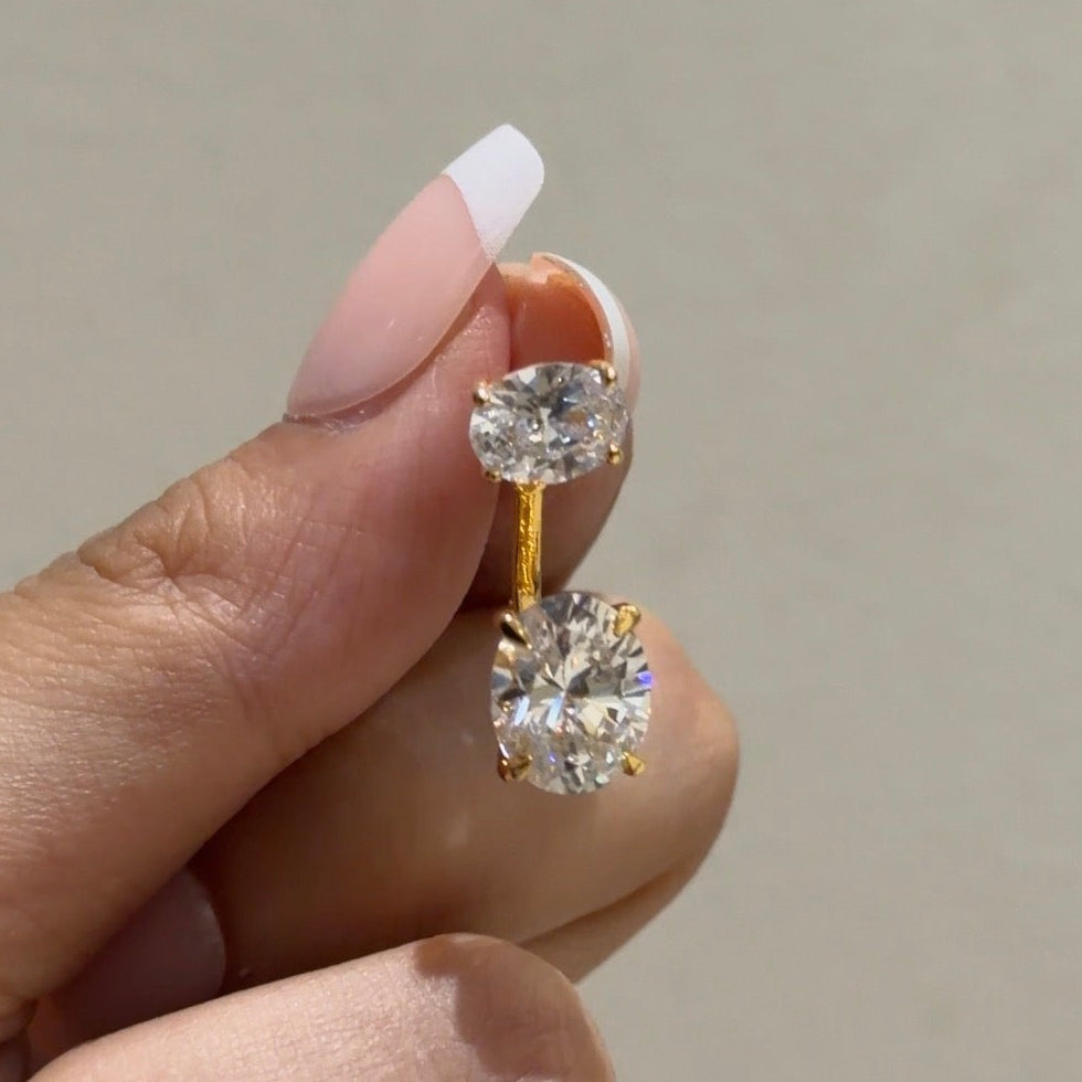 Double Solitaire Front-Back Jacket Earrings