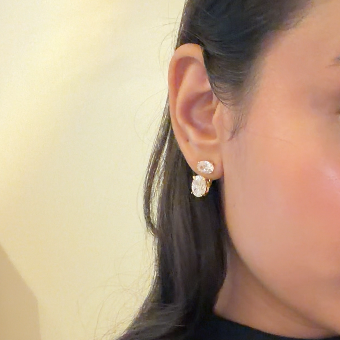 Double Solitaire Front-Back Jacket Earrings