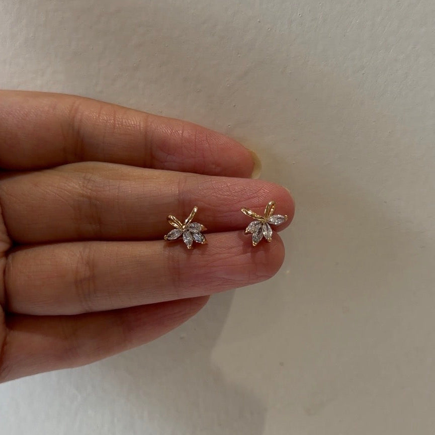 Gold Half Bloom Stud Earrings