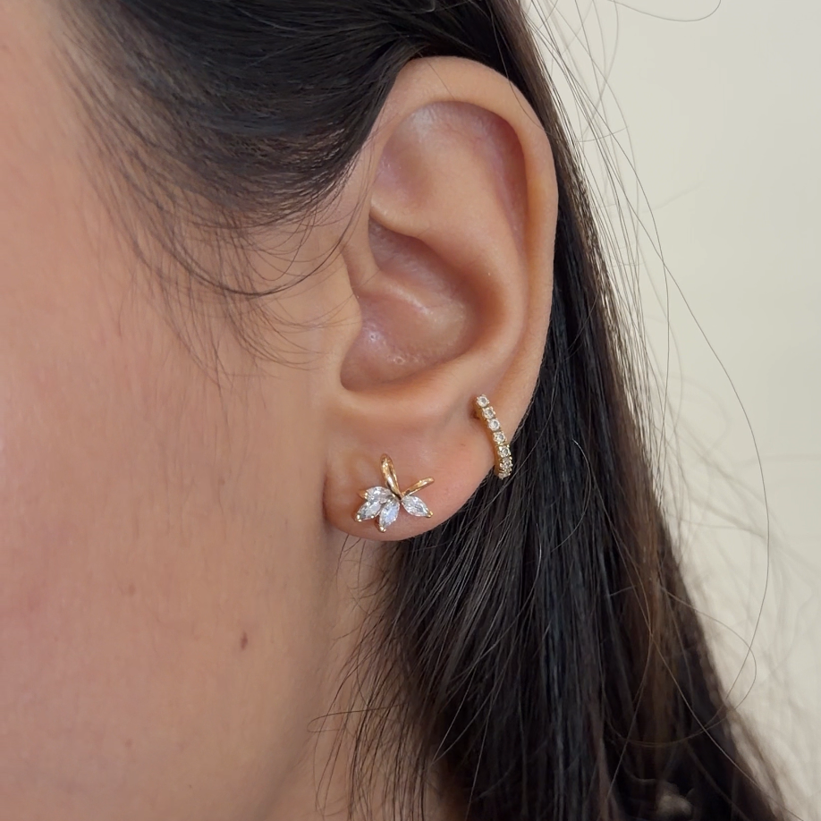 Gold Half Bloom Stud Earrings