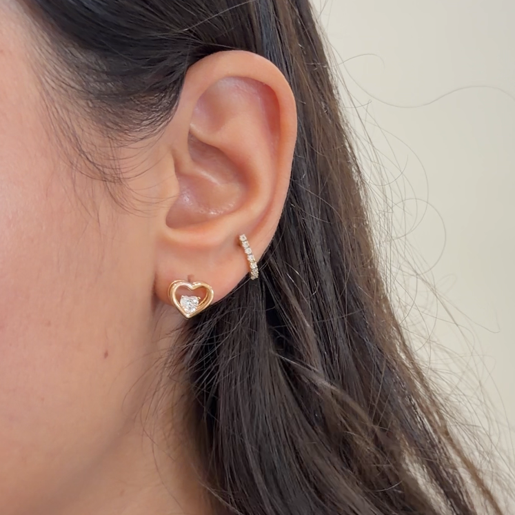 Dimensional Heart Stud Earrings