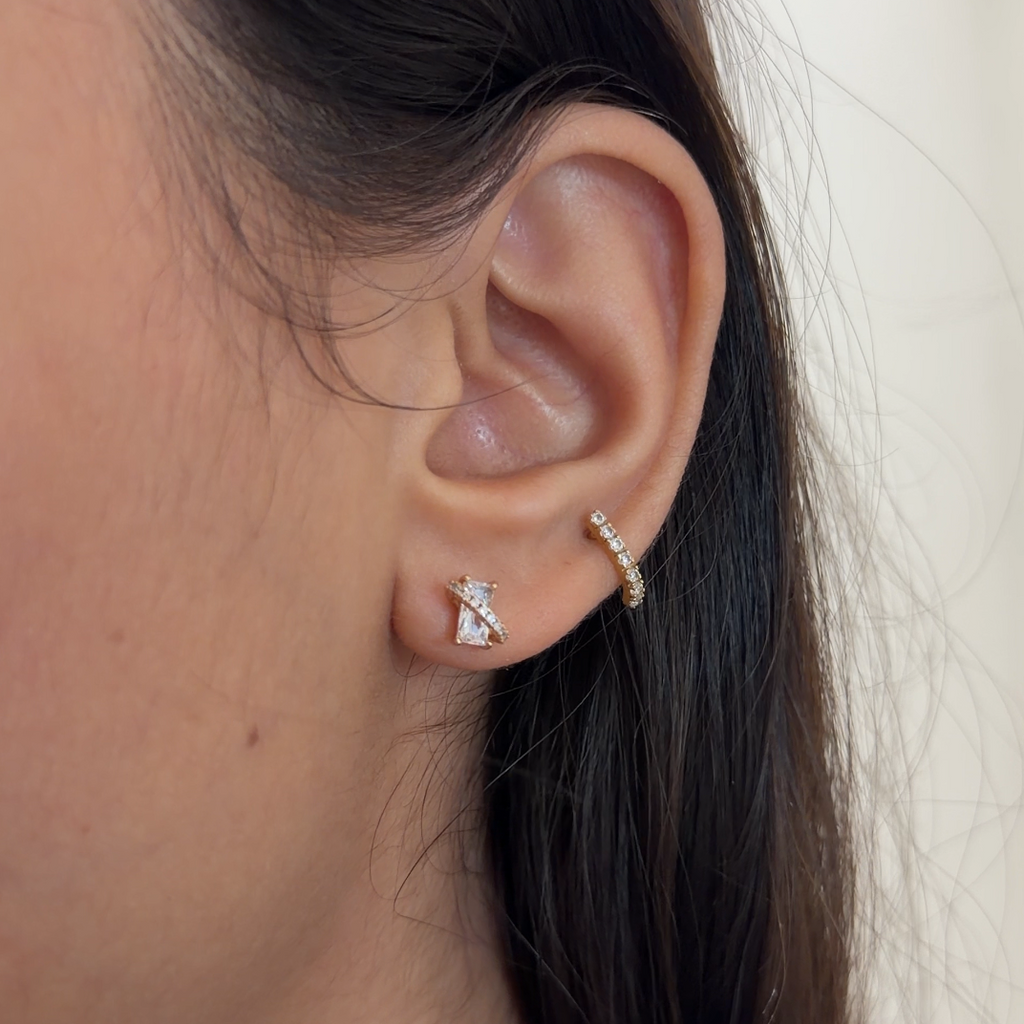 Gold Baguette Cut Studs