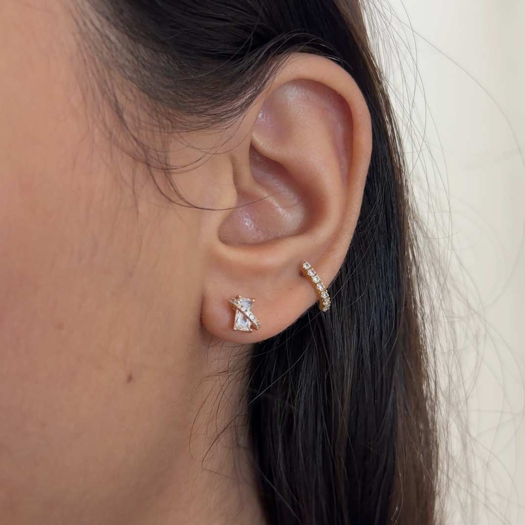Gold Baguette Cut Studs