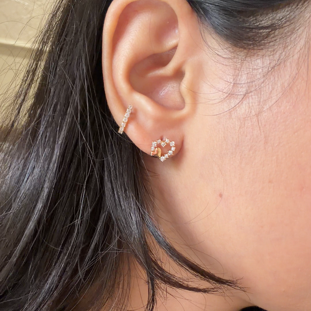 Double Heart Sparkle Studs