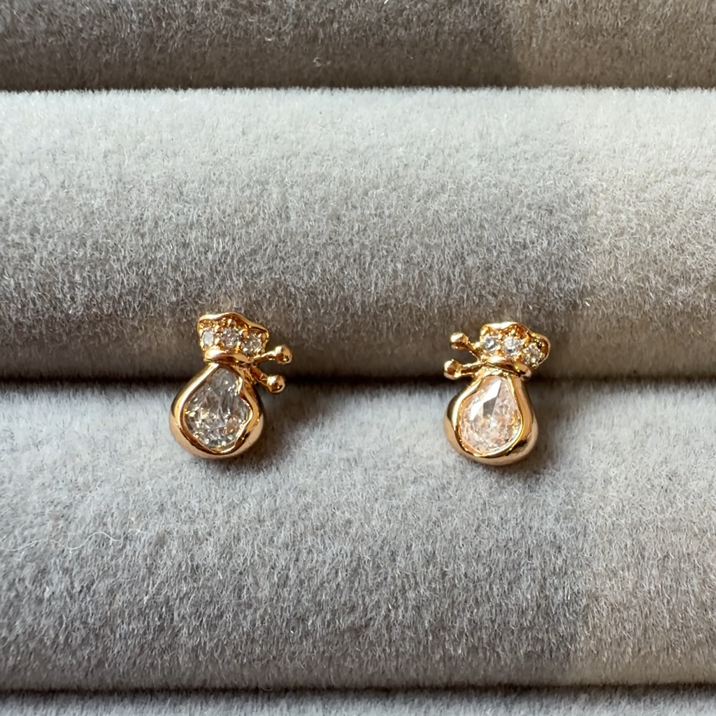 CZ Luxe Pouch Stud Earrings
