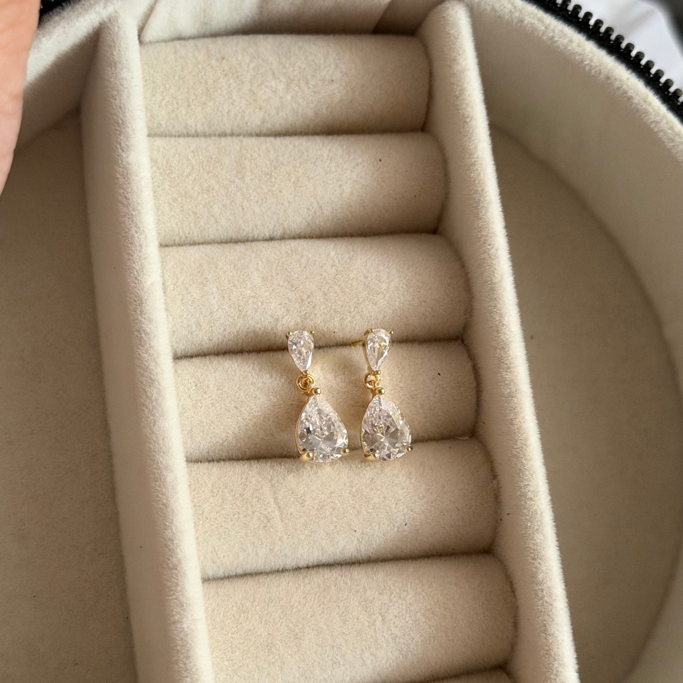 Lumina Pear-Cut Drop Charm Earrings