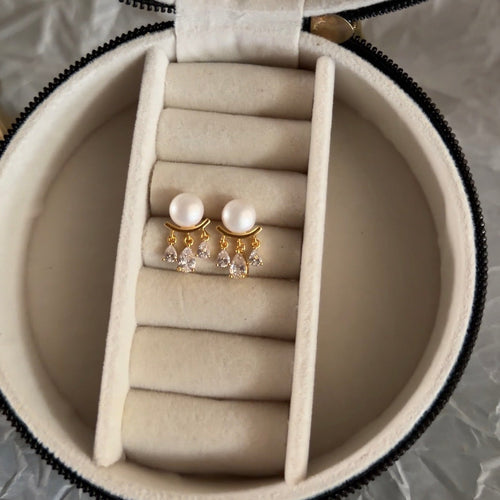 Celestial Pearl Cluster Drop Earrings