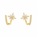 Starburst Flower Double-Row Huggie Earrings