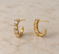 Sparkling Curved Semi-Hoop Stud Earrings