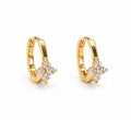 Four-Petal Flower Cluster Huggie Hoop Earrings