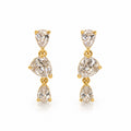 Triple Pear Solitaire Tiered Drop Earrings